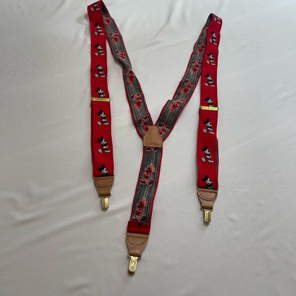 Vtg J.G. Hook Walt Disney Co. Mickey Mouse Suspenders Red Made In Germany Adult
